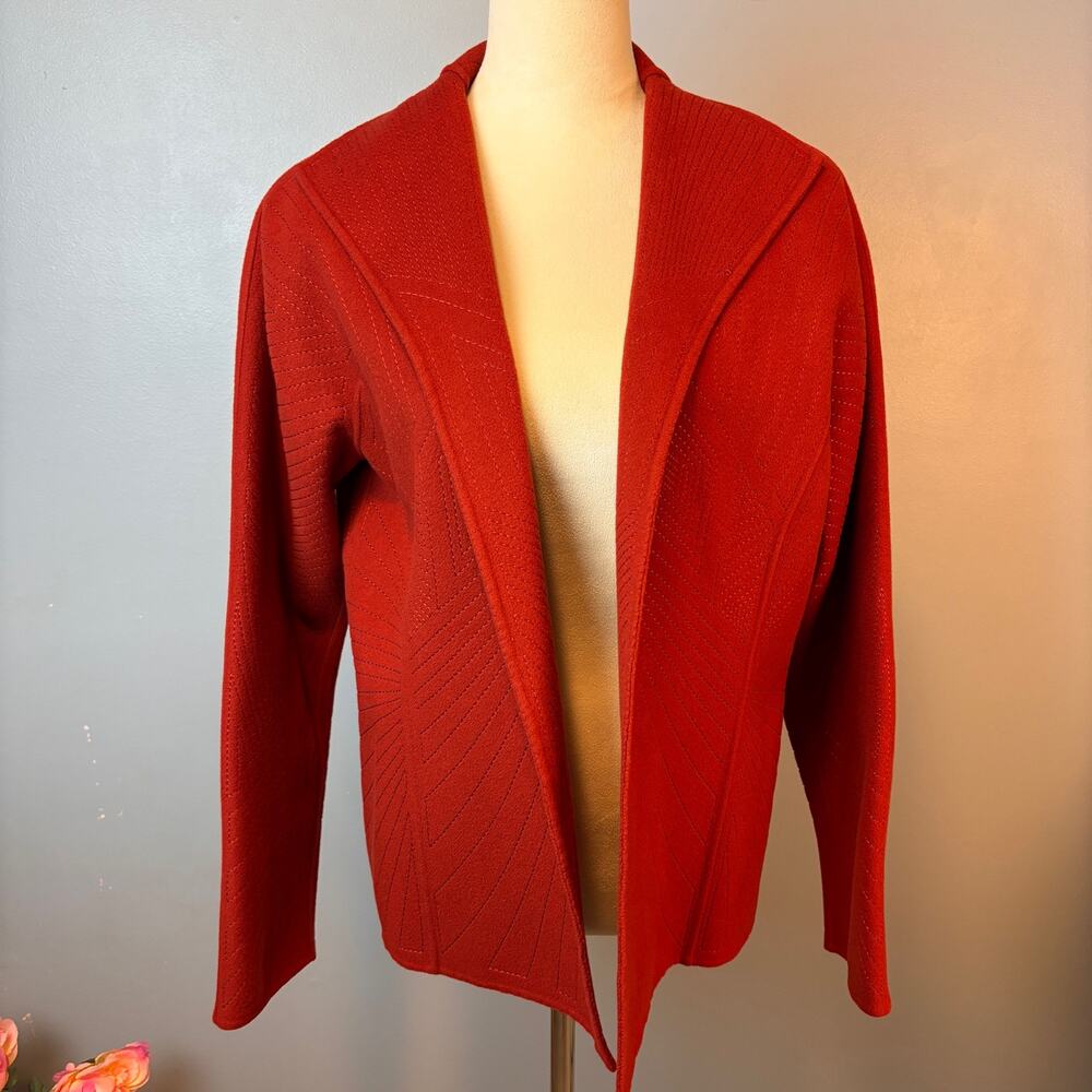 Linda Allard Ellen Tracy Blazer Womens Cinnamon Red Embroidered Luxury Wool